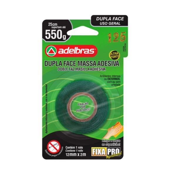 Cinta Adhesiva Doble Faz Acrílica 200 Adelbras 12x2 Blister