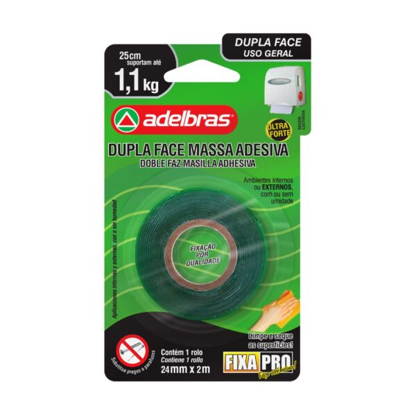 Cinta Adhesiva Doble Faz Acrílica 200 Adelbras 24x2 Blister