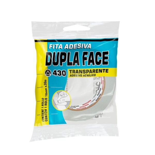 Cinta Adhesiva Doble Faz Transparente 430 Adelbras 18x30 Flow Pack