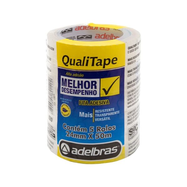 Cinta Adhesiva Qualitape Transparente 520 Adelbras 24x50 Torre x5 rollos
