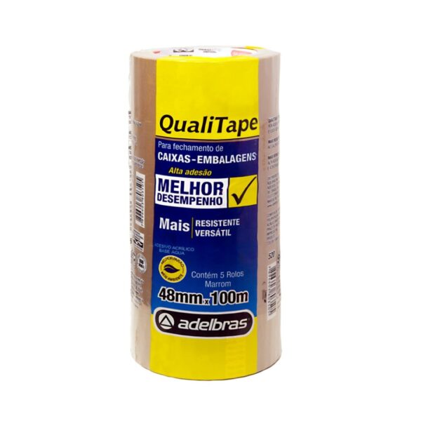 Cinta Adhesiva Qualitape Marron 520 Adelbras 48x100 Torre x5 rollos