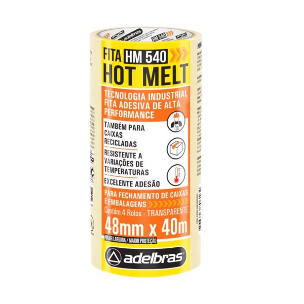 Cinta Adhesiva Hot Melt Transparente 540 Adelbras 48x40 Torre x4 rollos