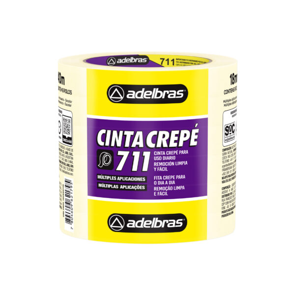 Cinta Adhesiva Crepe Blanca 711 Adelbras 18x40 Torre x 6 rollos