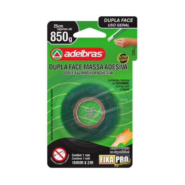 Cinta Adhesiva Doble Faz Acrílica 200 Adelbras 19x2 Blister