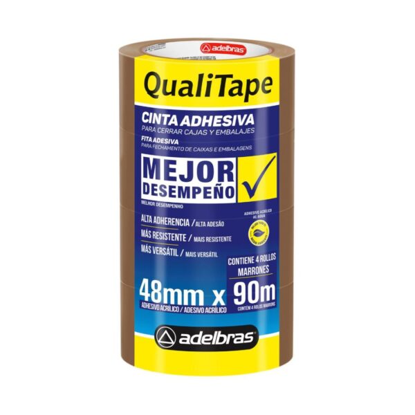 Cinta Adhesiva Qualitape Marron 520 Adelbras 48x90 Torre x4 rollos