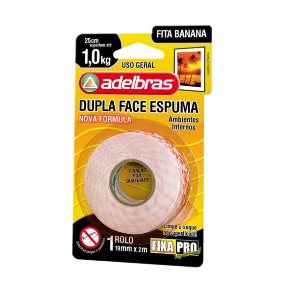 Cinta Adhesiva Doble Faz Espuma 941 Adelbras 19x2 Blister