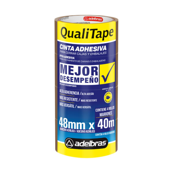 Cinta Adhesiva Qualitape Marrón 520 Adelbras 48x40 Torre x4 rollos