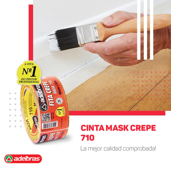Cinta Adhesiva Crepe Blanca 710 Adelbras 18x50 Sleeve - Imagen 3