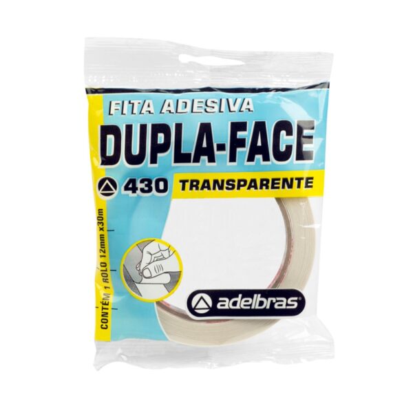 Cinta Adhesiva Doble Faz Transparente 430 Adelbras 12x30 Flow Pack